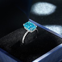 Hete Verkoop S925 Sterling Zilver Hoge Carbon Diamanten Ring Luxe Ijs Bloem Gesneden Zirkoon 8*11 Gekleurde Edelsteen Dames Ring