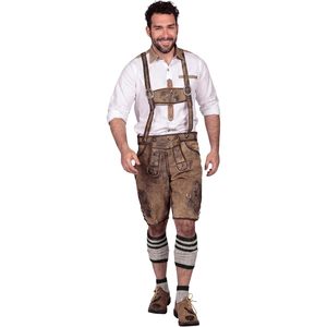Lederhosen Bávaros para Hombre, Traje Tradicional Alemán Marrón, Auténtico Disfraz de Oktoberfest, Talla Adulto - Product Image 1