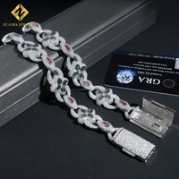 Bracelet pour homme en argent sterling 925, design unique, hip-hop, luxe, serti de pierres, marquise + poire, pierre naturelle, lien cubain infini