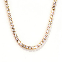 Collier chaîne tennis simple rangée en zircon plaqué or 18 carats en acier inoxydable, style luxe léger, inaltérable