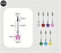 Piercing de cartilage en titane G23 ASTM F136, clou vertical hélice pentagramme, labret, bijoux de corps, vente en gros personnalisée OEM