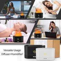 Diffuseur d'huiles essentielles à brume froide 180 ml, humidificateur d'air ultrasonique à effet flamme pour la maison, diffuseur d'arômes sans flamme, diffuseur de chaleur à effet cheminée