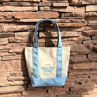Sac fourre-tout en toile mini pastel réutilisable avec logo brodé personnalisé et poche pour un usage quotidien