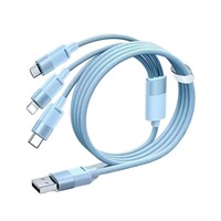 Kabel Data Pengisian Daya Super Cepat Berbahan Nilon Kepang Satu-ke-Tiga, Cocok untuk Ponsel Android Tipe-C dan Kabel Pengisian Daya Mobil