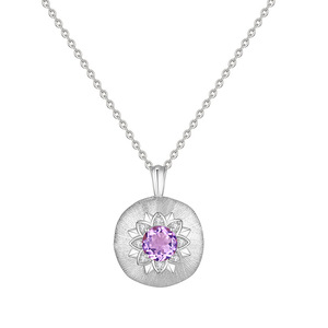 9 Collares con Colgante de Amatista con Diseño Floral Estilo Francés Vintage, Plata de Ley 925, Chapado en Oro, Joyería Antideslustre - Product Image 1