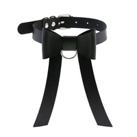 Collier en cuir avec nœud papillon, accessoire de mode Punk et gothique