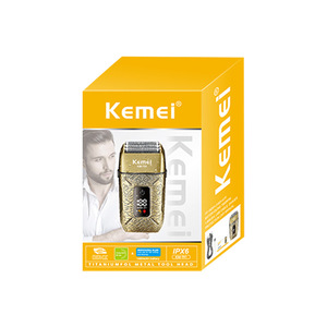 Afeitadora eléctrica Kemei para hombres, maquinilla de afeitar de metal con triple cuchilla, resistente al agua IPX6, recortadora de barba recargable KM T91 - Product Image 1