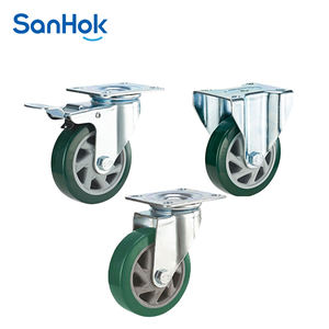 6-Zoll-grüne <span class=keywords><strong>PU</strong></span>-Vorbau-Lenkräder mit Platte für Trolley <span class=keywords><strong>Green</strong></span> <span class=keywords><strong>Color</strong></span> Wheel Casters - Product Image 4
