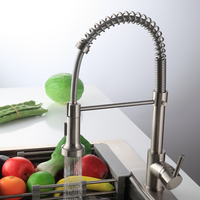 Robinet de cuisine en cuivre avec douchette extractible, mitigeur eau chaude et froide, finition brossée