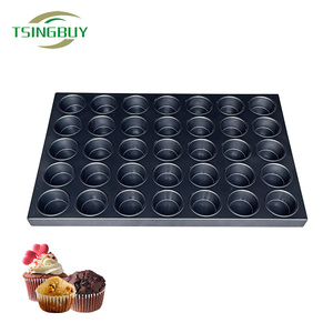 Plaque de cuisson en acier aluminisé antiadhésive, grande capacité, 35 trous, moules à pâtisserie ronds, plateau de cuisson commercial pour muffins et cupcakes - Product Image 1