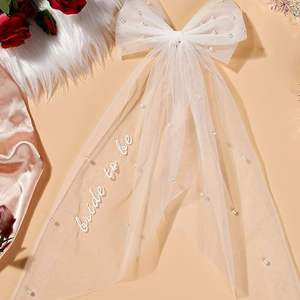 Pearl Bow Hairpin <strong>Veil</strong> Simple Wedding Dress Vintage <strong>BRIDE</strong> Bridesmaid Pearl <strong>BRIDE</strong> <strong>to</strong> <strong>BE</strong> Bow Hairpin <strong>Veil</strong> - Product Image 4