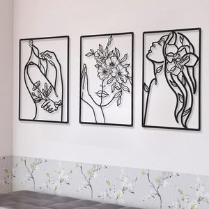 3 Pieces <strong>Metal</strong> Minimalist <strong>Abstract</strong> Woman <strong>Wall</strong> <strong>Art</strong> Line Drawing Decor Hanging <strong>Metal</strong> <strong>Arts</strong> for Living Room Decor - Product Image 1