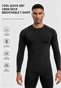 Maglietta Intima da <span class=keywords><strong>Uomo</strong></span> a Maniche Lunghe, Vestibilità Slim, Collo Tondo, Morbida ed Elastica, Tinta Unita, Casual - Product Image 4