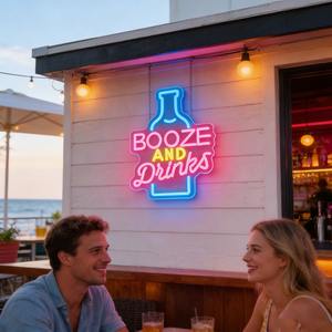 Enseigne néon LED « BOOZE and Drinks », décoration murale pour bar à domicile, fête, mariage, club - Product Image 6