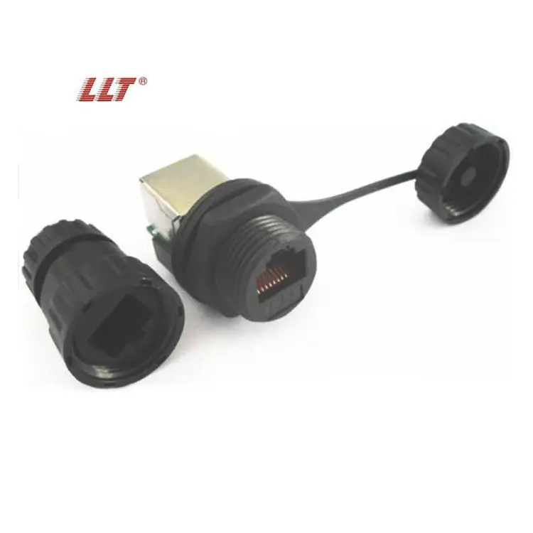 LLT 8p8c ip67 עמיד למים M19 rj45 חיצוני רשת מחבר 8 סיכות כבל שקע