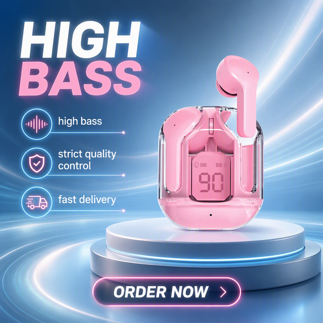Wireless Transparent Air31 T W S Earbuds Crystal Design IPX4 Waterproof Type-C Charging for 5.3 ENC for Gaming & Sport Use