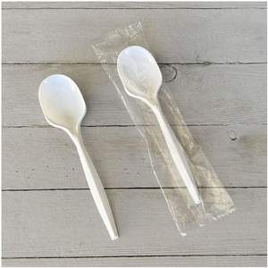 Plataforma de acampada de 4.86 pulgadas Cuchara de Sopa Desechable de Polipropileno Blanco Envuelto, Peso Medio, 1000 Unidades por Caja - Product Image 5