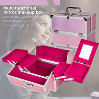 Boîte à maquillage et à bijoux en aluminium avec fermeture à loquet, motif imprimé - Organisateur de cosmétiques écologique et durable pour les voyages, grande capacité