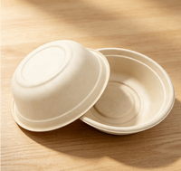 Bol à salade rond en bagasse de canne à sucre biodégradable Sumkoka 24oz 32oz, jetable, compatible micro-ondes, qualité alimentaire, avec couvercle
