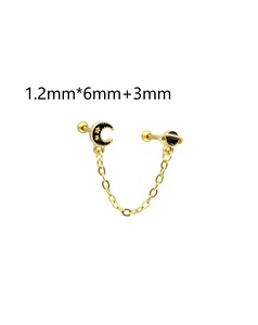 <span class=keywords><strong>Piercing</strong></span> HGC en acier inoxydable 316L, motif Lune Noire et Zircon Cubique Noir, pour cartilage et hélix - Product Image 4