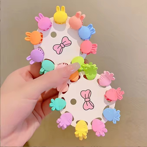 Nouveauté : Lot de 10 petites pinces à cheveux colorées pour filles, en plastique, forme papillon, accessoires de style européen-américain - Product Image 3