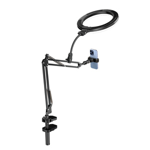 Offres hebdomadaires : Support de lampe annulaire flexible F1A avec bras articulé et support de téléphone, lumière LED pour selfie, enregistrement vidéo YouTube, support de bureau - Product Image 4