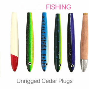 Trolling Lure 6 "Rigged Cedar Plugs150mm 70g Gancho de Troll de hundimiento de madera para atún pez vela Lápiz Cebo de pesca - Product Image 3