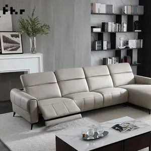 Foshan Reclinável L Forma minimalista Conjunto De Sofá De Canto De Couro Italiano Conjunto De Sofá Reclinável De 4 Lugares Seccional 2 seater elétrico