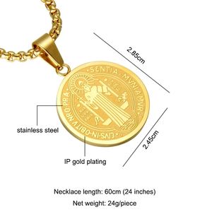 Edelstahl San Benito Halskette für Männer Frauen Katholische Saint Benedict Medaillon Anhänger Halskette Long Choker Schmuck - Product Image 4