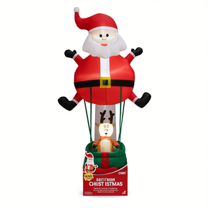 GIGI Babbo Natale Gonfiabile con Renna 8 Piedi Decorazione Natalizia da Esterno per Giardino - Product Image 1