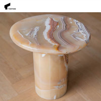 Table console ronde en marbre Rosso Lavento luxueuse Tostone, personnalisée pour une décoration confortable de la chambre à coucher, du bureau ou du bâtiment