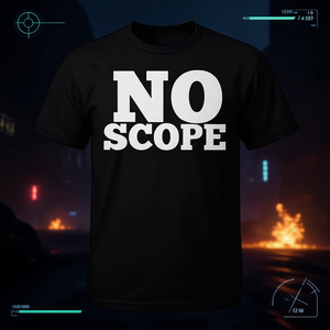 T-shirt No Scope, design de jeu vidéo de tir à la première personne, noir, taille adulte unisexe - Product Image 1