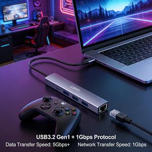 Multiport 4-Port Type-C USB3.2 Gen1 <strong>Docking</strong> <strong>Station</strong> With RJ45 Network Hub In Stock - Product Image 5