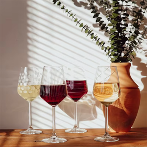 Bicchiere da Vino Rosso Trasparente di Alta Qualità dal Design Unico <span class=keywords><strong>e</strong></span> Classico con Diversi Motivi Coordinati, Capacità 300ml, Sostenibile - Product Image 2