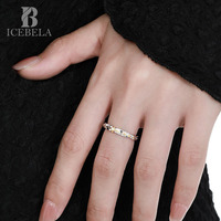 Bague de couple ajustable en argent 925, bijoux fins de niche, bicolore, texturée étoile, zircon, pour femmes et hommes, vente en gros
