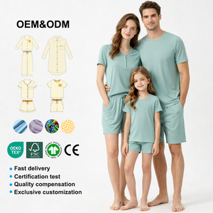 Pigiama Estivo Rinfrescante in Bambù Baifei OEM, Certificato GOTS, Set Coordinato Famiglia 2 Pezzi per Ragazze con Tessuto Modal - Product Image 1