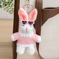 Llavero de Peluche de Conejito con Suéter Romántico, Colgante Kawaii para Bolsa, Regalo de San Valentín