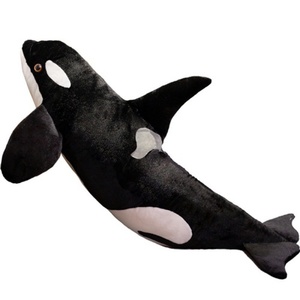 Peluche de requin, animaux marins réalistes, Orcinus orca, baleine noire, jouets en peluche, gros poisson, poupée en tissu, cadeau d'anniversaire pour enfants - Product Image 1