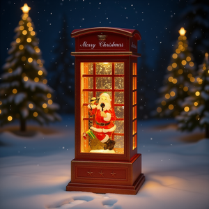 Cabina telefónica iluminada de Navidad con Santa Claus de 10 pulgadas, decoración LED para exhibición navideña - Product Image 2