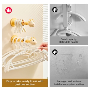 Giraffe Wall Mounted Retractable Hanger <b>Storage</b> Rack Balcony <b>Clothes</b> Organizer Artifact Design Bathroom Coat Rack Hook Wall - Product Image 2