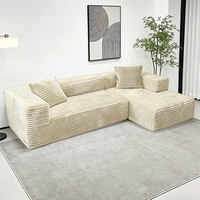 Modernes L-förmiges Sofa aus Kunstkaninchenfell, Abnehmbares Konvertierbares Ausziehbares Knochenloses Couch-Set für Wohnzimmer und Schlafzimmer