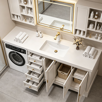 Ensemble de meubles de salle de bain blancs modernes avec machine à laver intégrée, tendance 2026, fabrication OEM ODM sur mesure