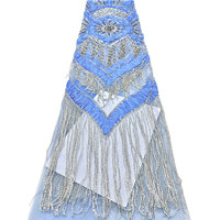 Tissu en dentelle française de luxe NI.AI brodé de perles avec sequins, tissu nigérian brodé de perles et de sequins pour les fêtes
