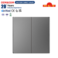Interrupteur mural double commande OEM, finition gris mat électroplaqué, panneau plat, 10A 250V, anti-rayures, pour escaliers et couloirs