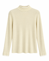 Pull en tricot pour femme, col mi-haut, coupe classique, en laine et polyester, uni, automne-hiver