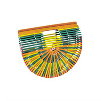 Sac bandoulière messager en bambou tressé fait main, pochette tissée, sac de plage ajouré en demi-cercle pour femme