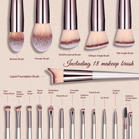 Ensemble de pinceaux de maquillage de haute qualité noir champagne or rose rouge 18 pièces, kit de pinceaux de maquillage de luxe avec seau