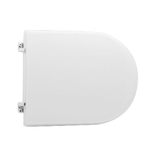 Siège de toilette rond blanc 50,5 cm de longueur 37,5 cm de largeur Fermeture douce Plastique Minimaliste pour salle de bain - Product Image 1