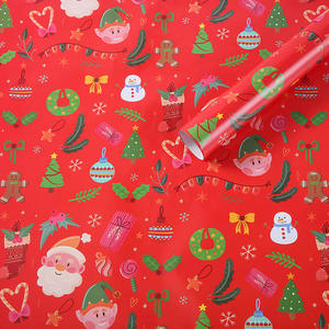 Papier d'emballage de Noël noir avec lignes de coupe sur le Père Noël rétro inversé, Plaid de buffle noir et blanc, <span class=keywords><strong>train</strong></span> et arbres - Product Image 1