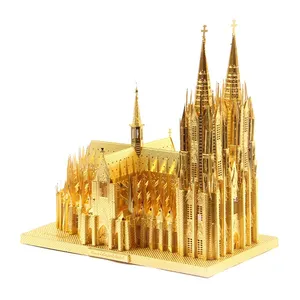 2019 3D Metal Nano Puzzle The Cologne Cathedral Building Model Kits DIY 3D Laser Cut Jigsaw Toys For Audit